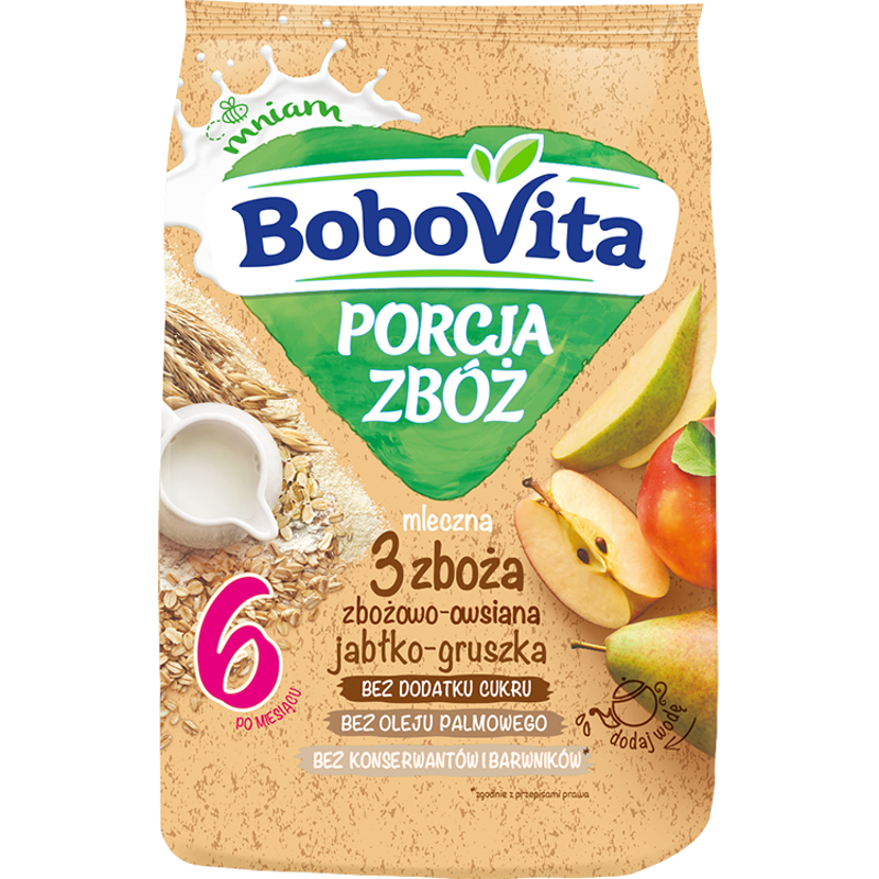 BOBOVITA Porcja Zbóż Kaszka mleczna 7 Zbóż jabłkowo-gruszkowa - po 6 miesiącu frisco.pl