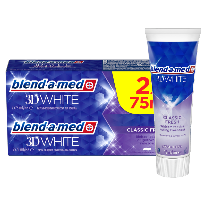 BLEND-A-MED 3D White Pasta do zębów Classic Fresh (2 x 75 ml) frisco.pl