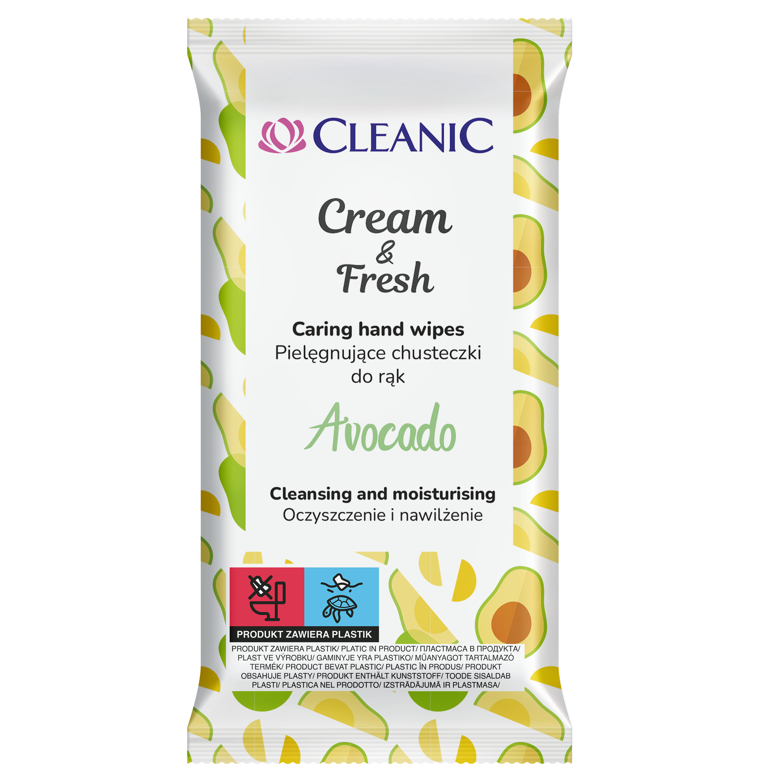 CLEANIC Clean&Fresh Pielegnujące chusteczki do rąk Avocado 15 szt.