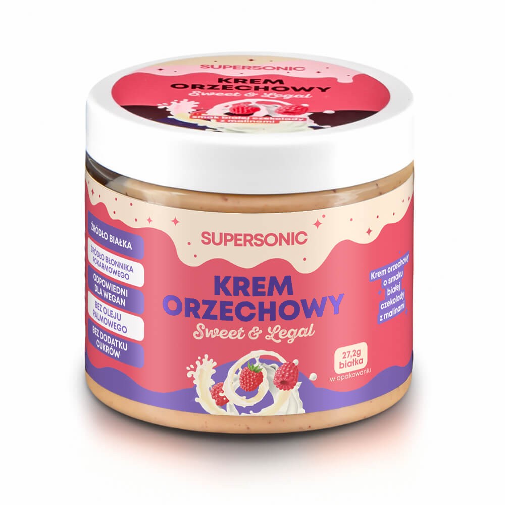 SUPERSONIC Krem orzechowy o smaku białej czekolady z malinami