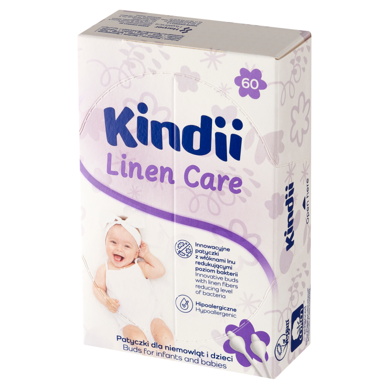 KINDII Linen Care Patyczki higieniczne dla niemowląt i dzieci 60 szt.