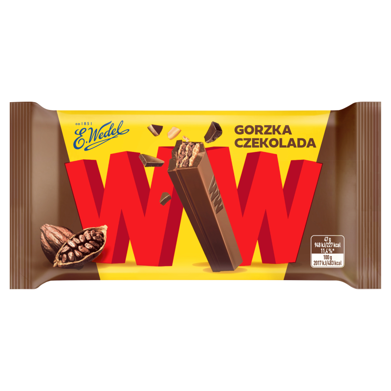 WEDEL WW Wafelek w gorzkiej czekoladzie z nadzieniem orzechowym frisco.pl