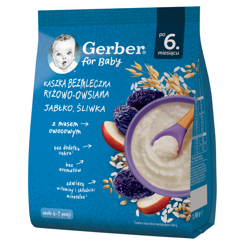 GERBER Kaszka bezmleczna ryżowo-owsiana jabłko śliwka po 6 miesiącu