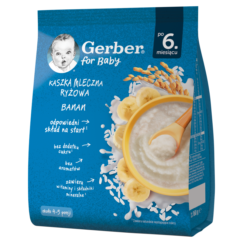 GERBER Kaszka mleczna ryżowa banan po 6 miesiącu