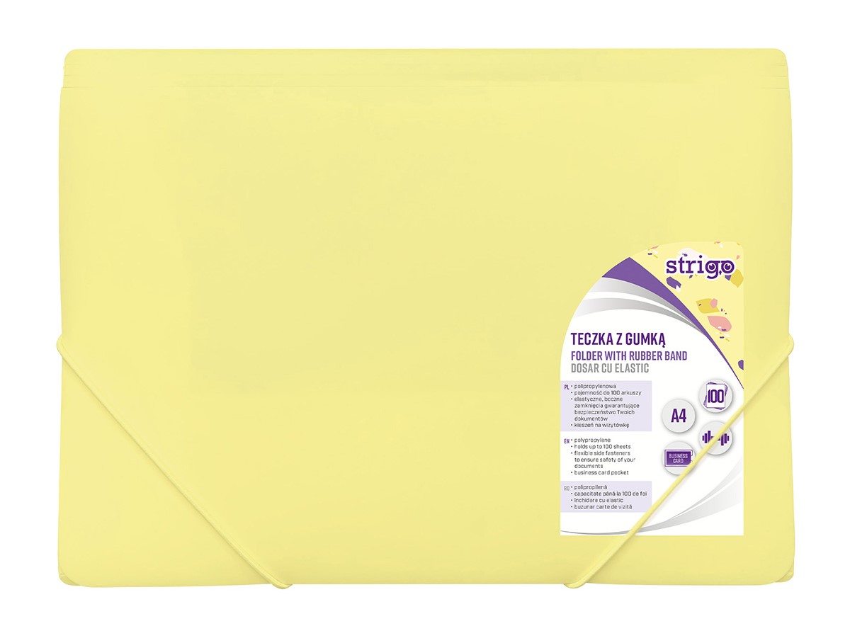 STRIGO Teczka z gumką A4 pastelowa żółta