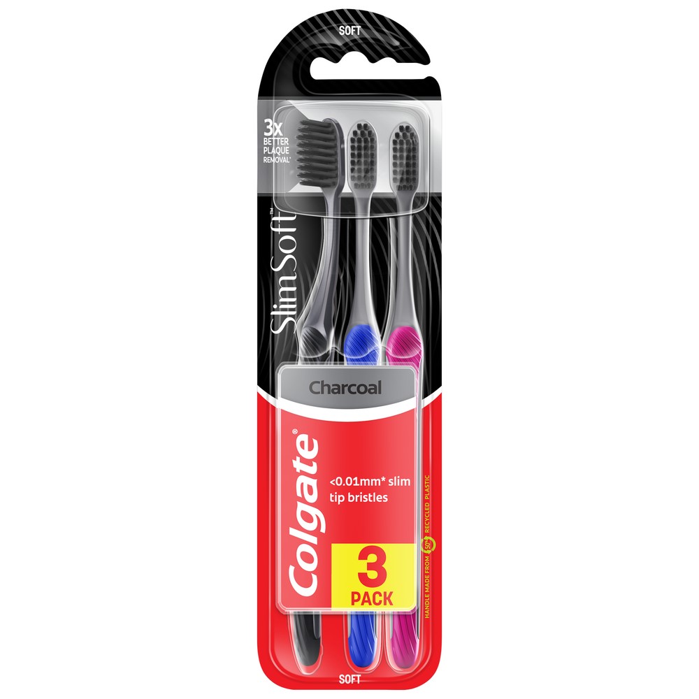 COLGATE Slim Soft Szczoteczka do zębów Charcoal 3 szt. frisco.pl