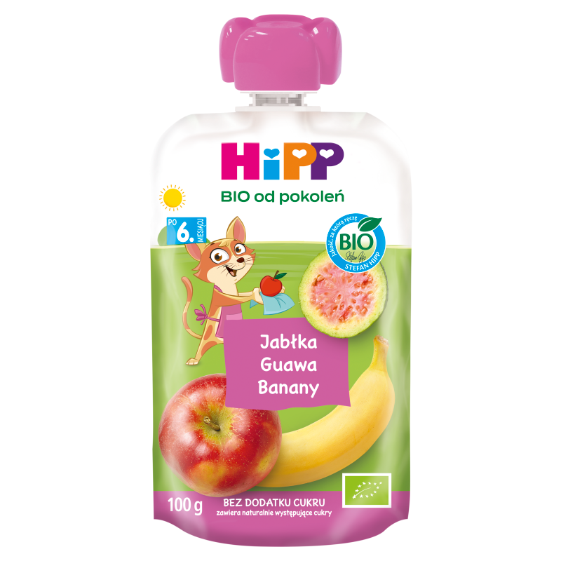 HIPP BIO od pokoleń Mus owocowy 100% owoców po 6. miesiącu jabłka-guawa-banany frisco.pl