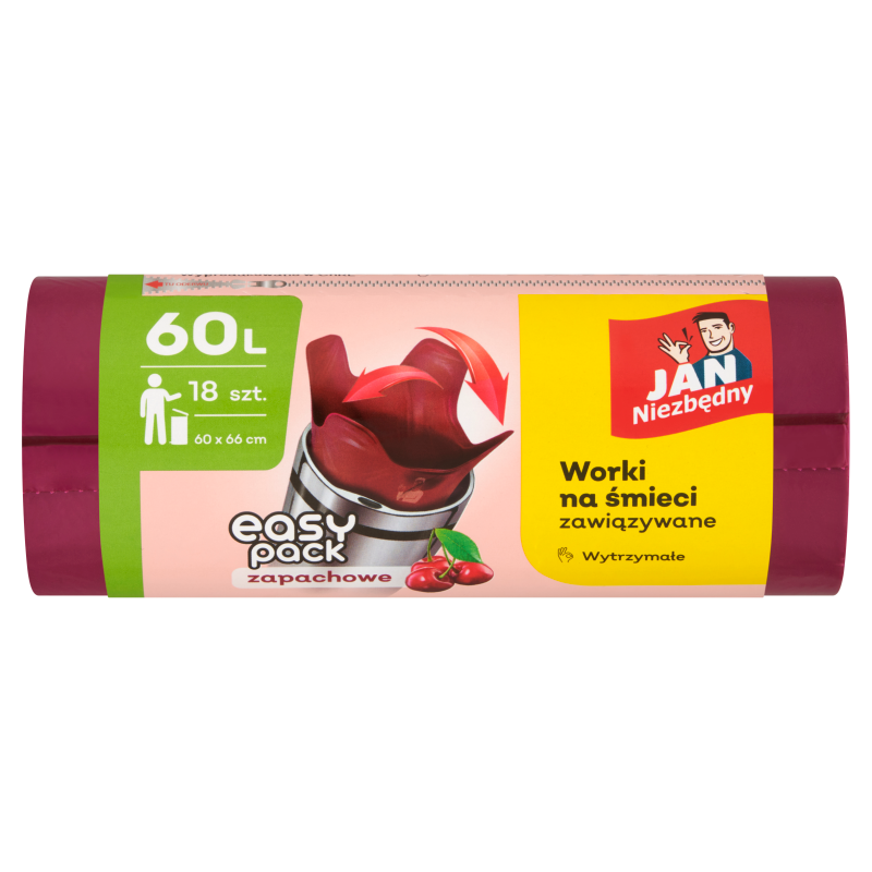 JAN NIEZBĘDNY Worki na śmieci Easy-Pack 60l o zapachu wiśniowym 18 szt.