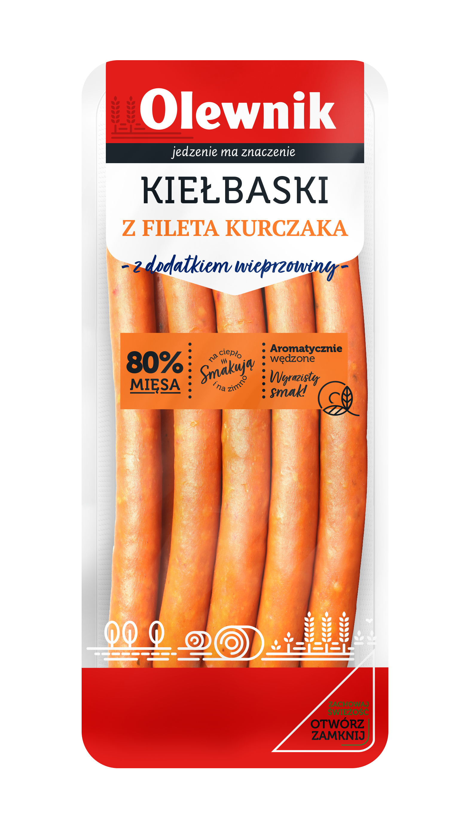 Fileta OLEWNIK Kiełbaski z fileta kurczaka z dodatkiem wieprzowiny 200 g ...