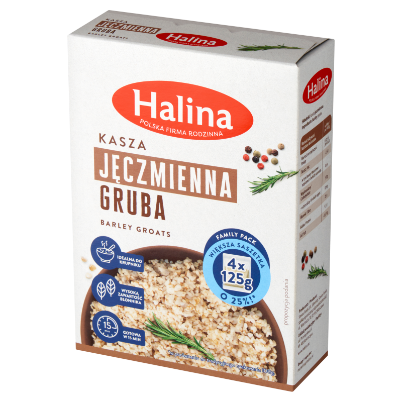 Halina G Inka HALINA Kasza jęczmienna gruba (4x125g) 500 g - Frisco.pl