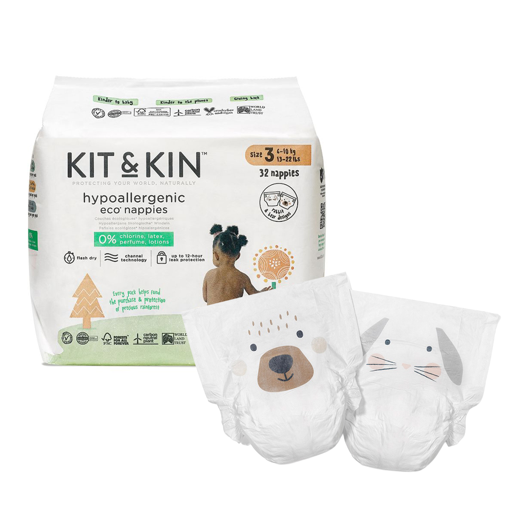 Kit and Kin Biodegradowalne pieluszki jednorazowe Miś/Królik Rozmiar 3 ...