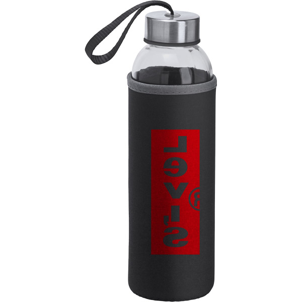 Glazen waterfles met speciaal etui