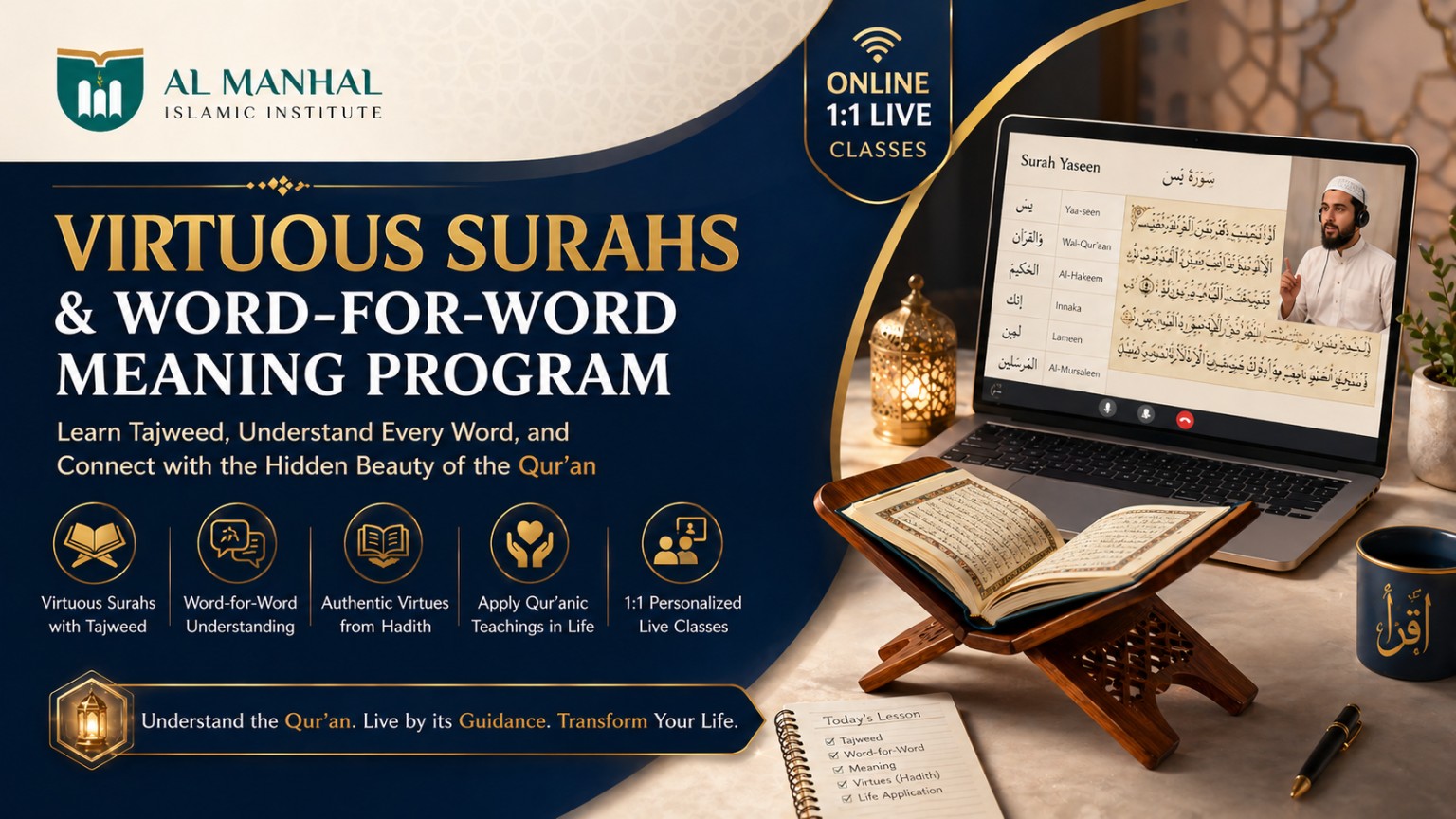 Virtuous Surahs & Word-for-Word Meaning Program