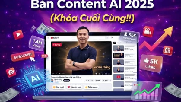 Khóa Học Youtube Vũ Văn Thắng K4 – Nắm Trọn Tư Duy & Quy Trình Bán Content AI