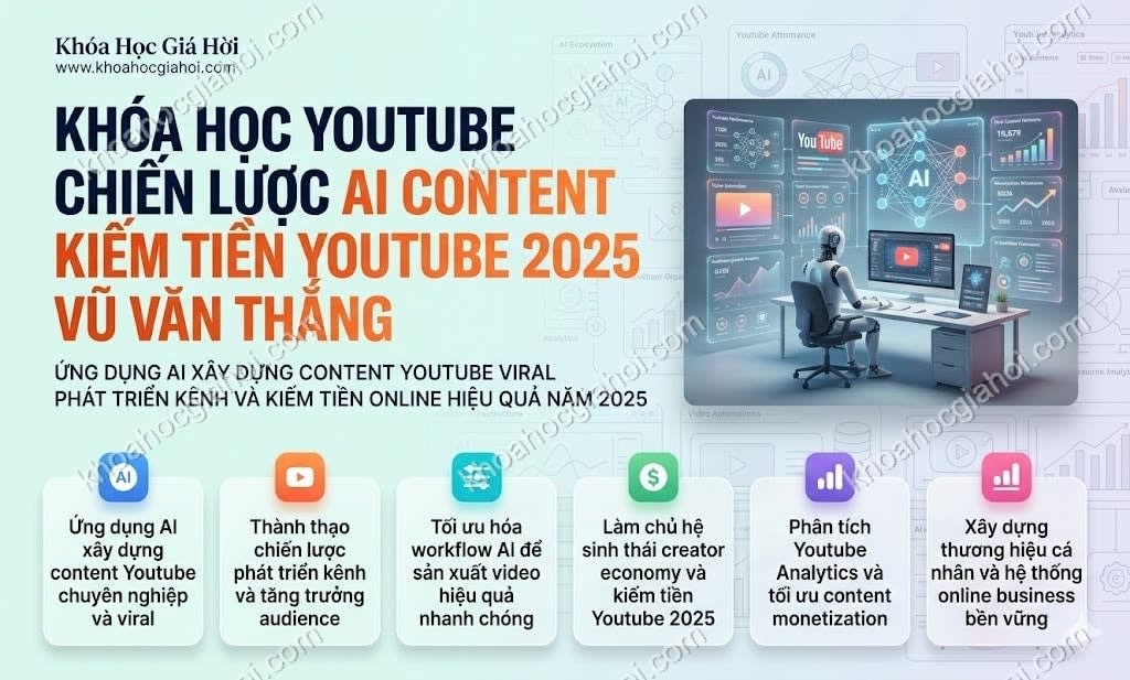Khóa Học Youtube - Chiến Lược AI Content & Kiếm Tiền Youtube 2025 - Vũ Văn Thắng
