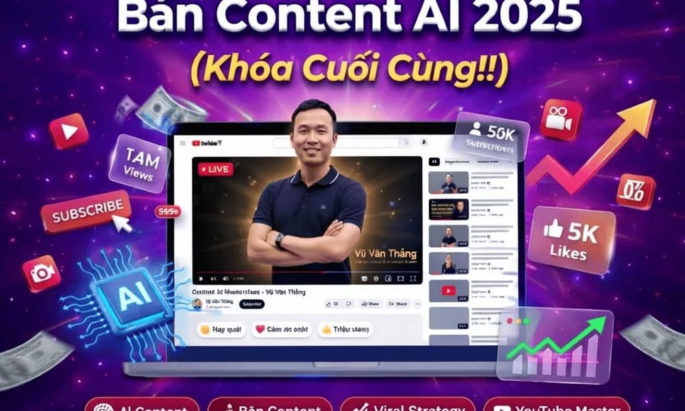Khóa Học Youtube Vũ Văn Thắng K4 – Nắm Trọn Tư Duy & Quy Trình Bán Content AI