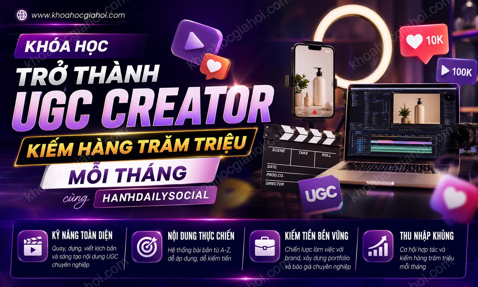 Khóa Học Trở Thành UGC Creator Kiếm Hàng Trăm Triệu Mỗi Tháng Cùng Hanhdailysocial