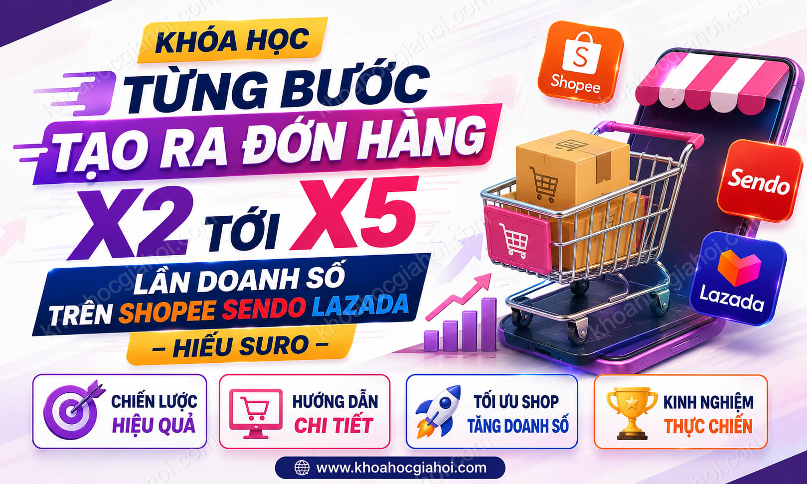 Khóa Học Từng Bước Tạo Ra Đơn Hàng X2 Tới X5 Lần Doanh Số Trên Shopee Sendo Lazada – Hiếu Suro