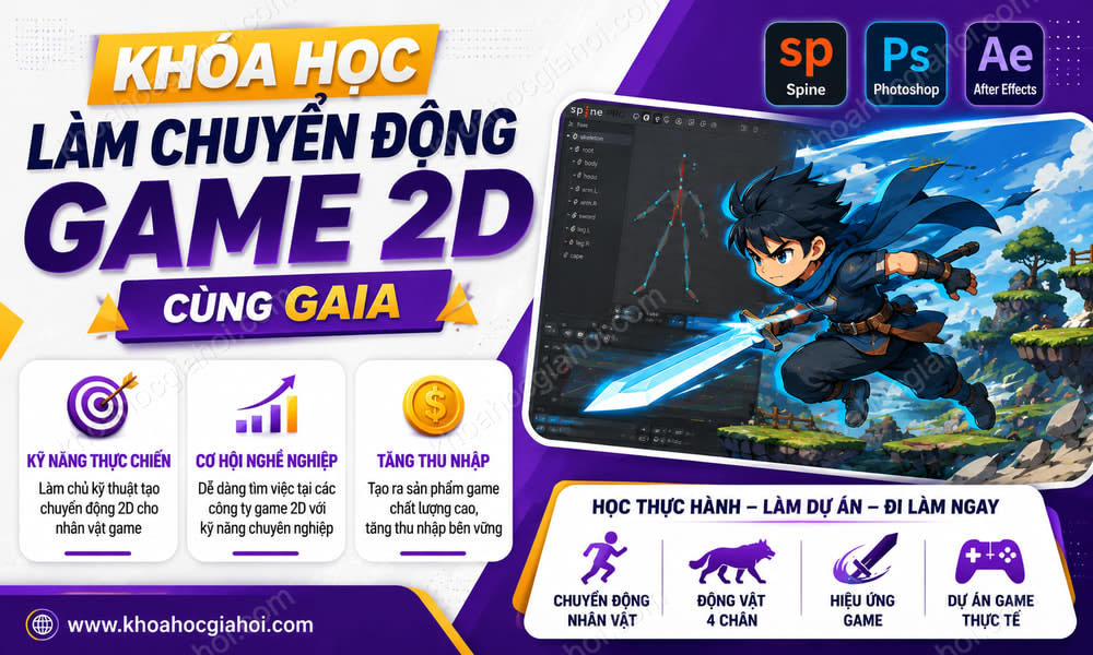 Khóa Học Làm Chuyển Động Game 2D Cùng Gaia