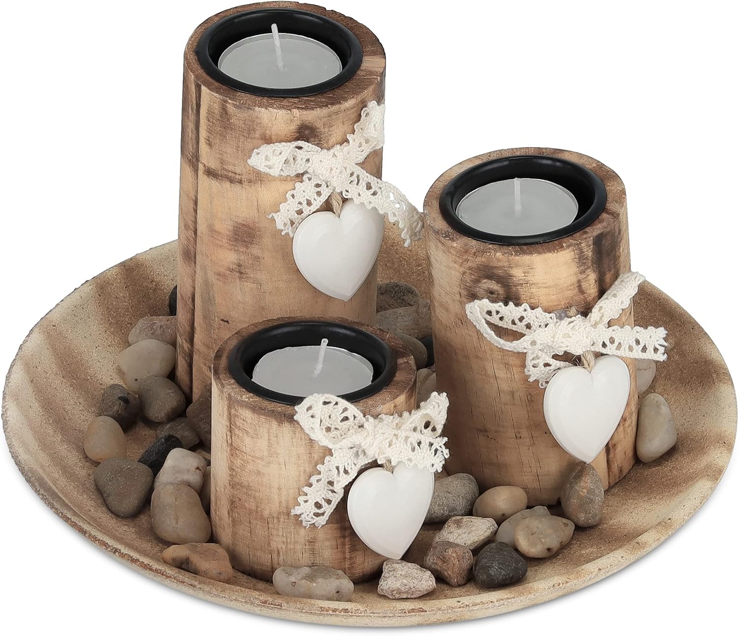 Relaxdays Bougeoirs Lot Soucoupe