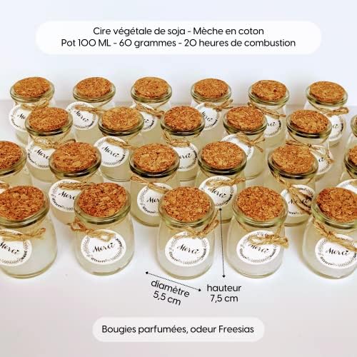 Vue 4 de Bougies Avec Etiquette Merci