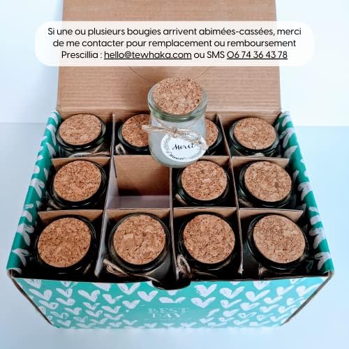 Vue 6 de Bougies Avec Etiquette Merci