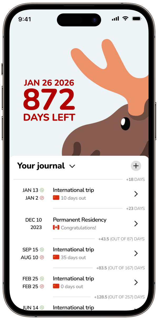 Screenshot of MooseMeter app on iPhone