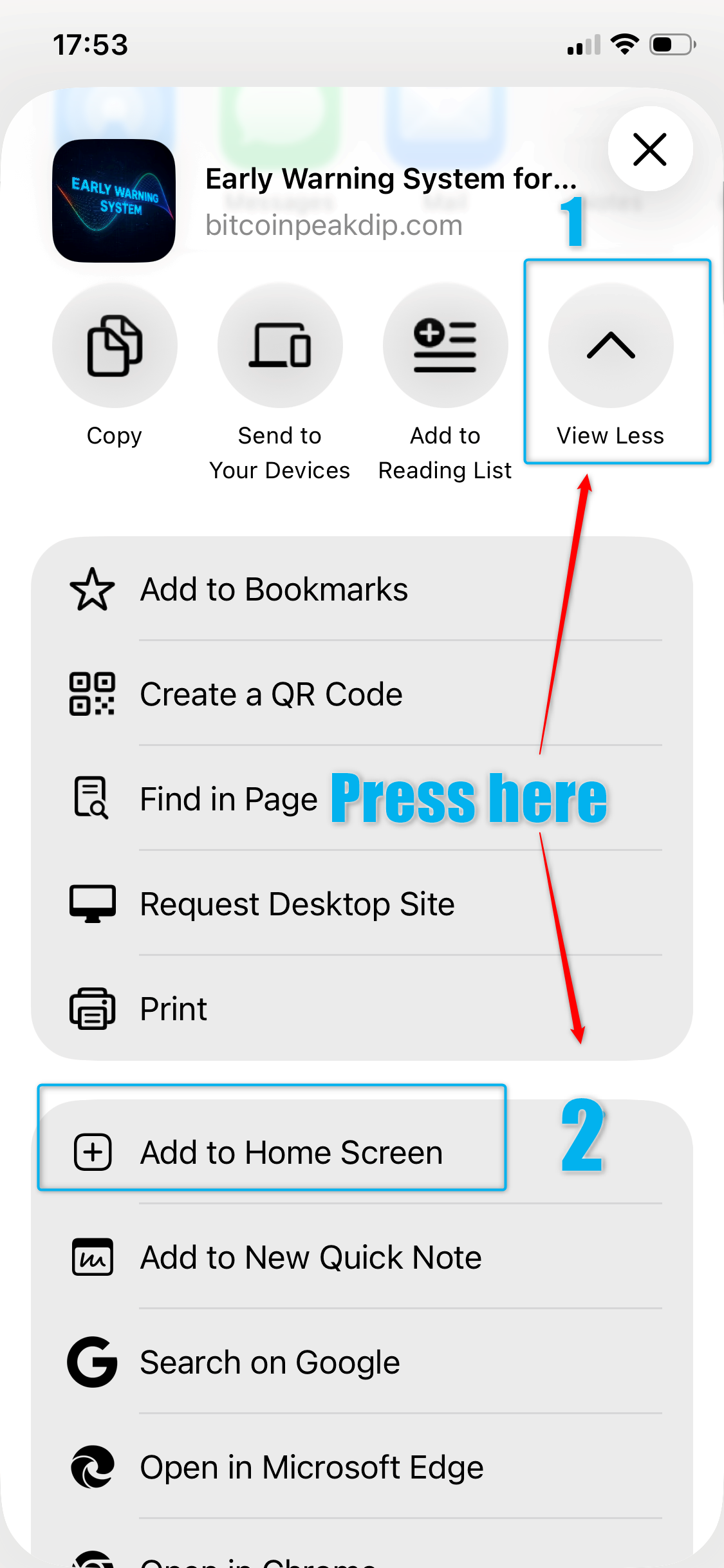 步骤2：分享并添加到主屏幕