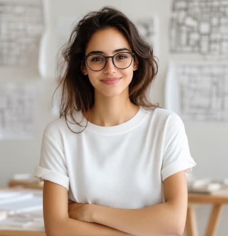 Woman with glasses in a design studio