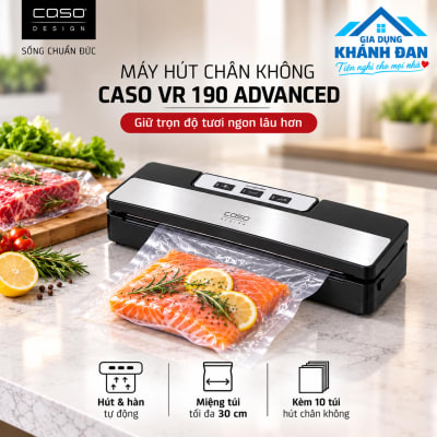 Máy Hút Chân Không CASO VR 190 Advanced Đức 100W – Lực Hút 9L/Phút, Hàn Túi 30cm