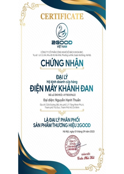 Chứng nhận đại lý Thương hiệu 2Good