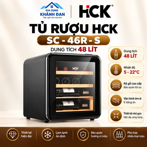 Tủ rượu mini HCK dung tích 48 lit từ 7-12 chai rươu