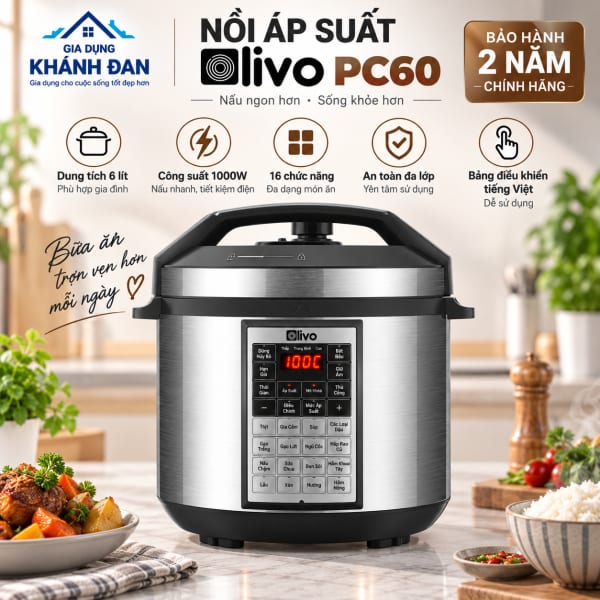 Nồi áp suất Olivo PC60 pro - dung tích 6 lit
