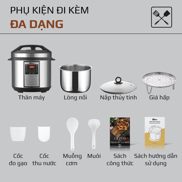 Nồi áp suất Olivo PC60 pro - dung tích 6 lit