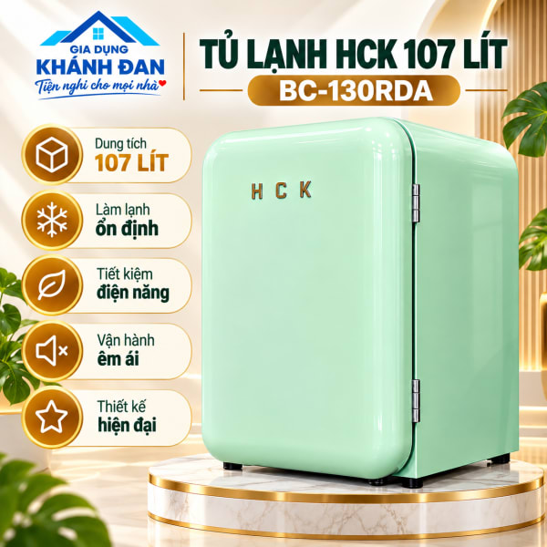 Tủ Lạnh HCK 107 Lít BC-130RDA Màu Xanh Mint Retro Cao Cấp Chính Hãng