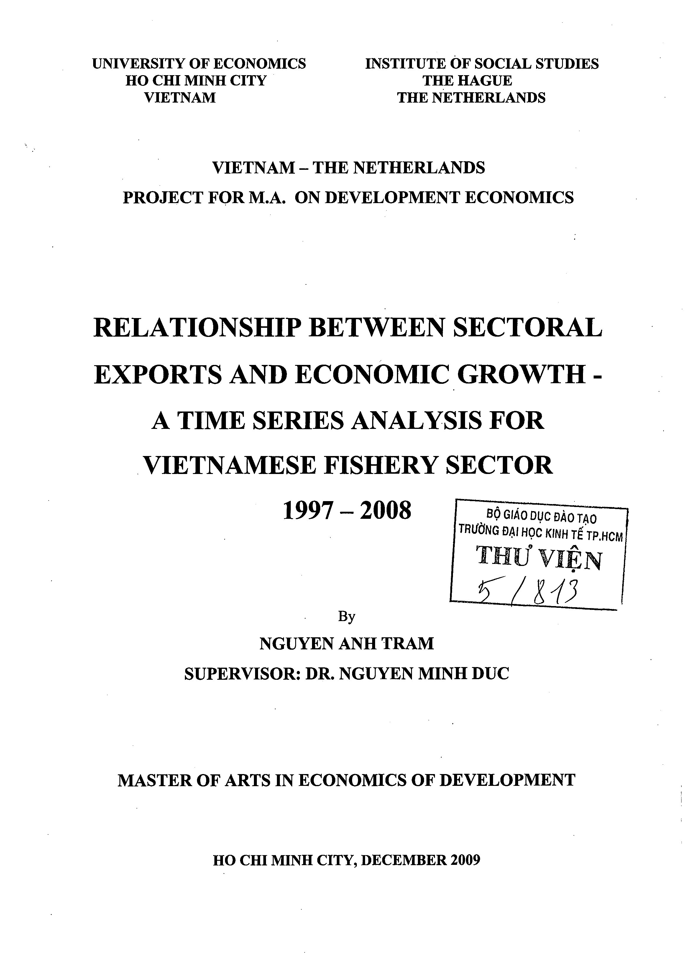 Relationship between sectoral exports and economic growth A time series analysis for Vietnamese