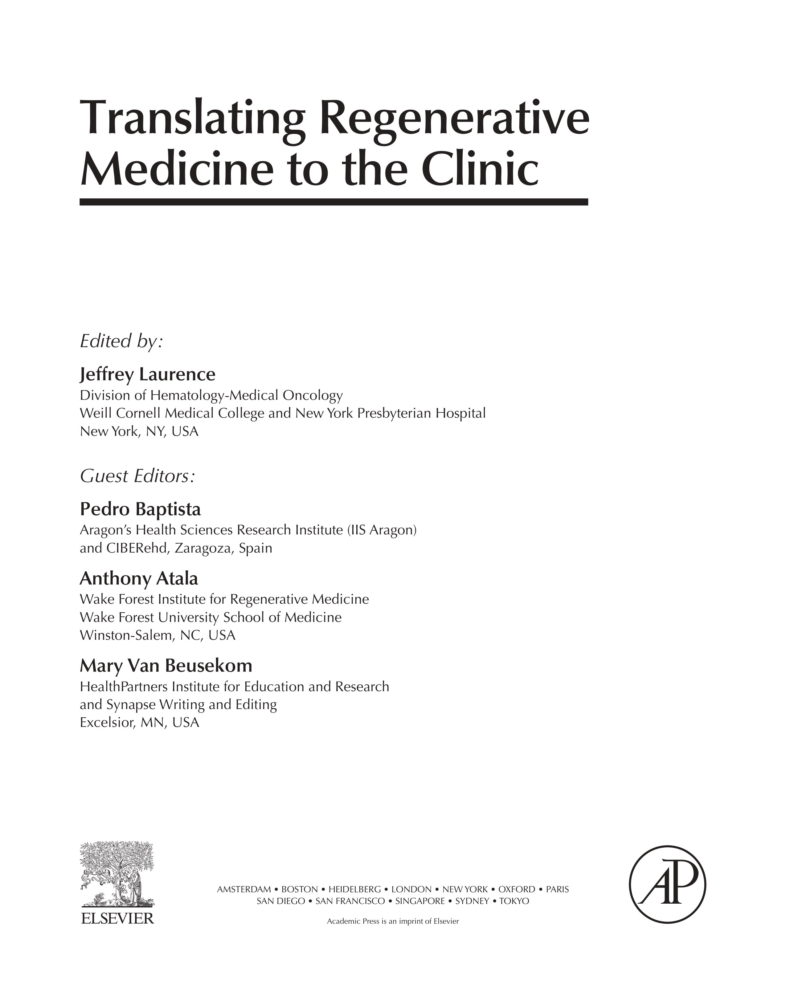 Translating regenerative medicine to the clinic