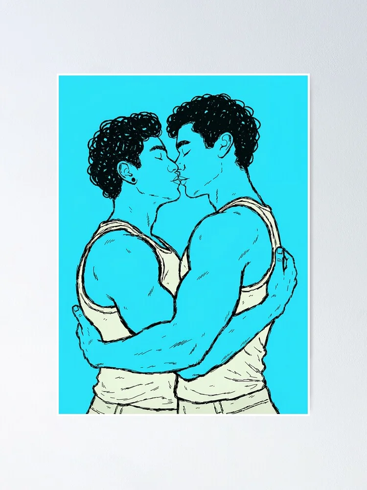Poster featuring the gay kissing graphic.
