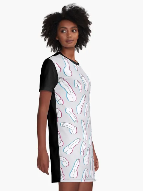 White penis pop art dress