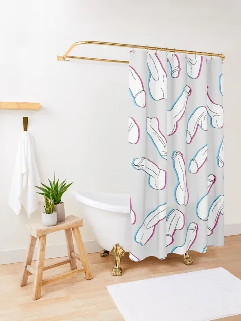 White penis pop art home decor - shower curtain