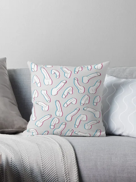 White penis pop art home decor pillow