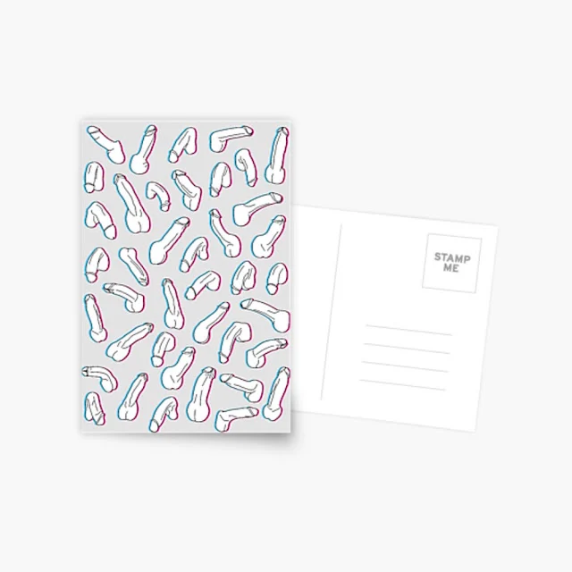 White penis pop art pattern post card.