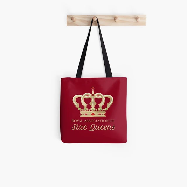 Royal association of size queens all over print tote bag