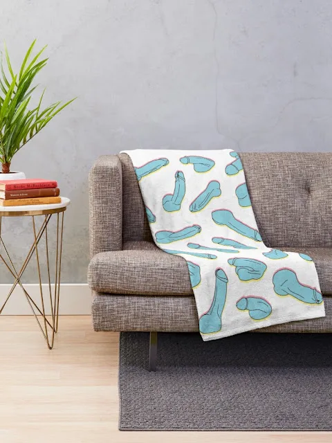 Turquoise penis pattern blanket
