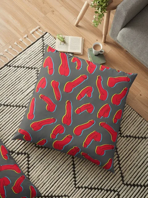Redful penis pattern pillow