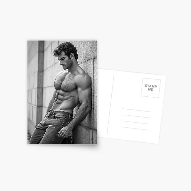 Handsome male in a postcard