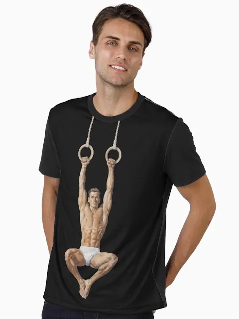 Vintage Hanging Gymnast: Retro Muscle & Art