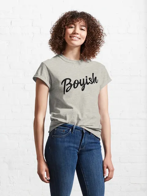 Boyish in black on a T-shirt