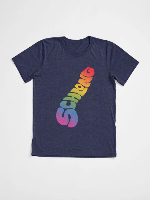 Schlong silhouette text in pride colours t-shirt.