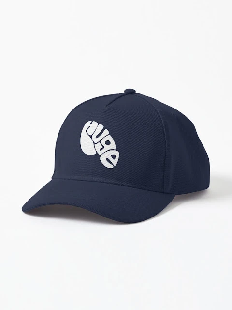 Huge text in a baseball hat